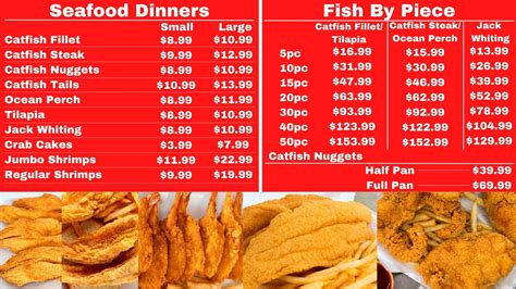 Contact information for nishanproperty.eu - Your Choice Of Fish 1 Or 2 Items. All Steak Pieces Will Be Charged Extra. 10 Wings & 10 Fish Sm Fries $26.99. cat, perch, jack, or buffalo. 15 Wings & 15 Fish Sm Fries $39.99. cat, perch, jack, or buffalo. 20 Wings & 25 Fish With Lg Fries $61.99. cat, perch, jack, or buffalo. 1/2 Pan Catfish Nuggets $29.00.